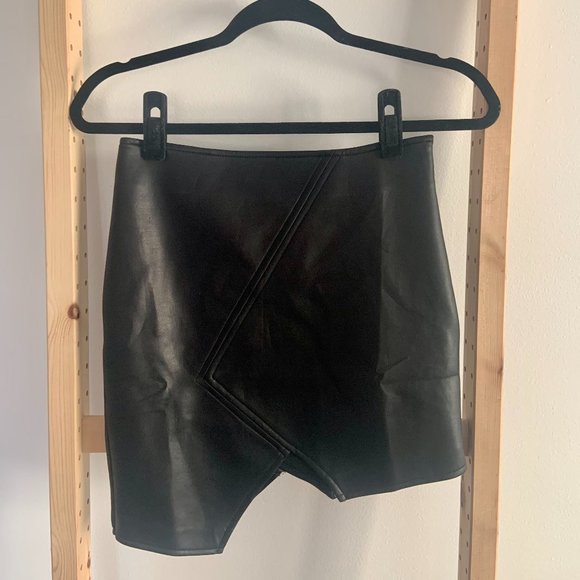 Premonition Black Mini Faux Leather Skirt - Picture 2 of 3